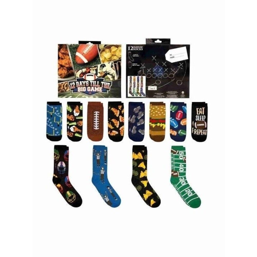HYP Football Sock Set 12 Days to the Big Game 12 Pair 4 Crew 8 Low Cut OSFM New
